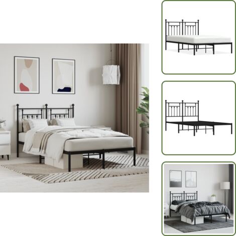 Letto con doghe in metallo - vidaXL Giroletto con Testiera in Metallo Nero 120x200 cm - Letto con spazio sottostante