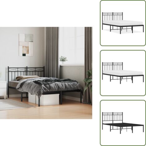 Letto con doghe in metallo - vidaXL Giroletto con Testiera in Metallo Nero 120x200 cm - Letto con spazio sottostante
