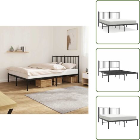 Letto con doghe in metallo - vidaXL Giroletto con Testiera in Metallo Nero 140x200 cm - Letto con spazio sotto