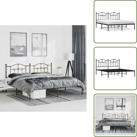 Letto con doghe in metallo - vidaXL Giroletto con Testiera in Metallo Nero 183x213 cm - Letto con spazio sottostante