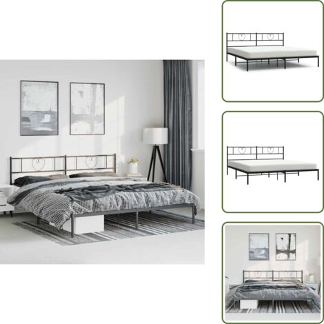 Letto con doghe in metallo - vidaXL Giroletto con Testiera in Metallo Nero 193x203 cm - Letto con spazio sottostante