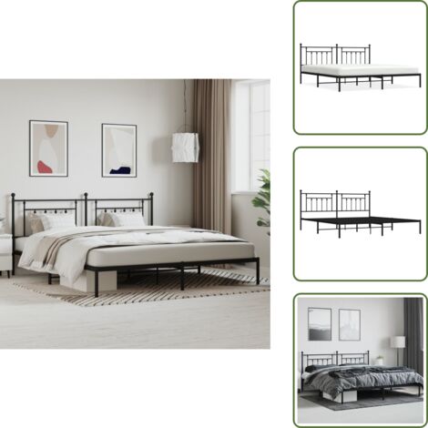 Letto con doghe in metallo - vidaXL Giroletto con Testiera in Metallo Nero 200x200 cm - Letto con spazio sotto