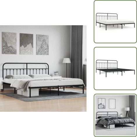Letto con doghe in metallo - vidaXL Giroletto con Testiera in Metallo Nero 200x200 cm - Letto con spazio sottostante
