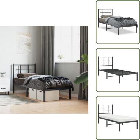 Letto con doghe in metallo - vidaXL Giroletto con Testiera in Metallo Nero 75x190 cm - Letto con spazio sotto