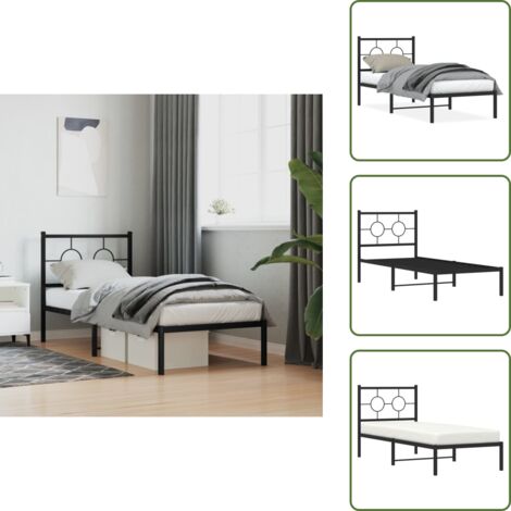 Letto con doghe in metallo - vidaXL Giroletto con Testiera in Metallo Nero 80x200 cm - Letto con spazio sotto