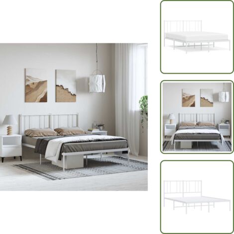 Letto con doghe in metallo - vidaXL Giroletto con Testiera Metallo Bianco 135x190 cm - Letto con spazio sotto