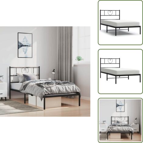 Letto con doghe in metallo - vidaXL Giroletto con Testiera Metallo Nero 100x200 cm - Letto con spazio sottostante