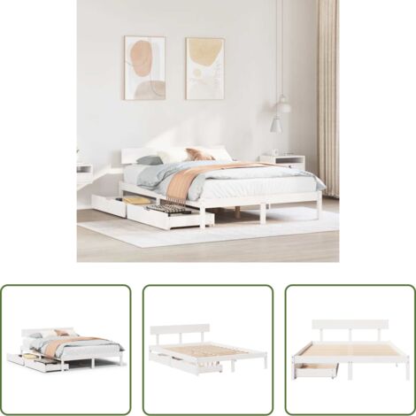 Letto con doghe -  Letto senza Materasso Bianco 120x200 cm Legno Massello di Pino