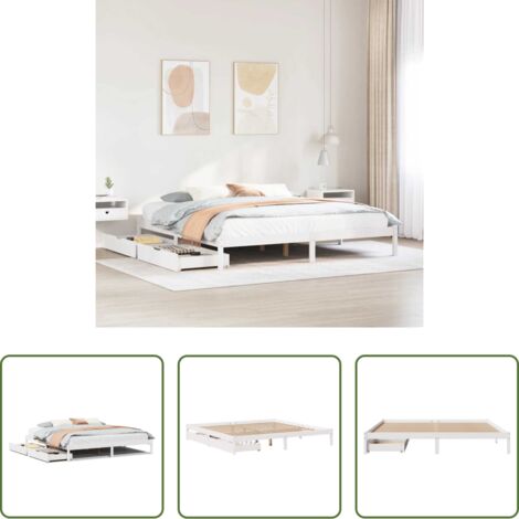 Letto con doghe -  Letto senza Materasso Bianco 180x200 cm Legno Massello di Pino