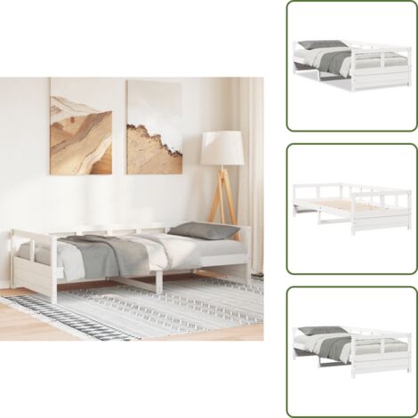 Letto con doghe - vidaXL Dormeuse senza Materasso Bianca 90x200 cm Legno Massello Pino - Divano letto in legno