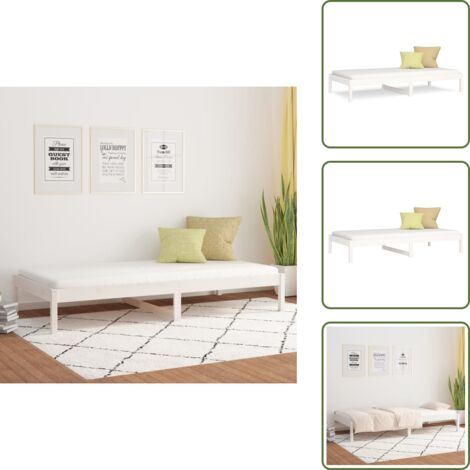Letto con doghe - vidaXL Dormeuse senza Materasso Bianca 90x200 cm Legno Massello Pino - Letto in pino