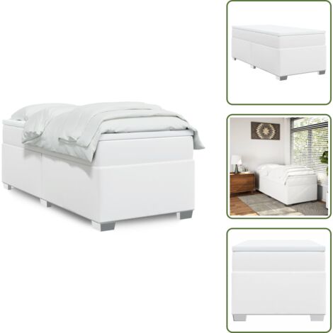 Letto con doghe - vidaXL Giroletto a Molle con Materasso Bianco 80x200 cm in Similpelle - Materasso con molle insacchettate