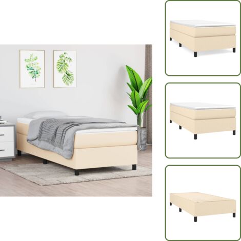 Letto con doghe - vidaXL Giroletto a Molle con Materasso Crema 100x200 cm in Tessuto - Materasso morbido