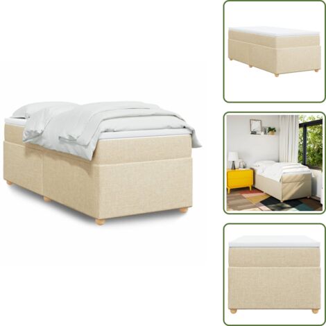 Letto con doghe - vidaXL Giroletto a Molle con Materasso Crema 80x200 cm inTessuto - Materasso morbido