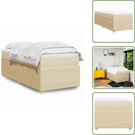 Letto con doghe - vidaXL Giroletto a Molle con Materasso Crema 90x200 cm inTessuto - Materasso morbido
