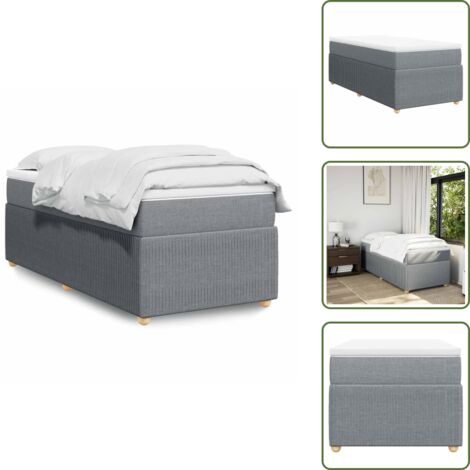 Letto con doghe - vidaXL Giroletto a Molle con Materasso Grigio Chiaro 80x200 cm Tessuto - Materasso morbido