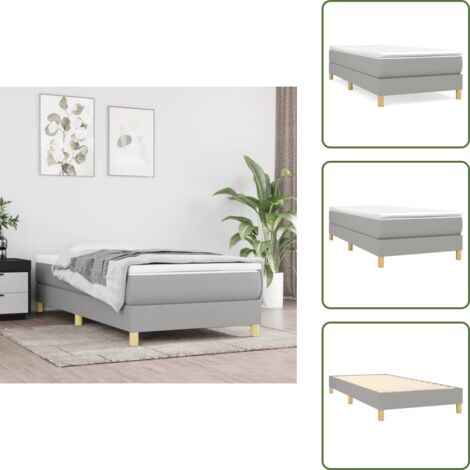 Letto con doghe - vidaXL Giroletto a Molle con Materasso Grigio Chiaro 90x200 cm Tessuto - Materasso morbido