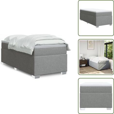 Letto con doghe - vidaXL Giroletto a Molle con Materasso Grigio Chiaro 90x200 cm Tessuto - Materasso morbido