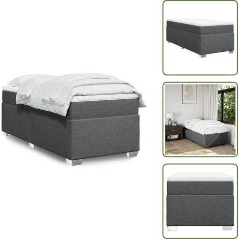 Letto con doghe - vidaXL Giroletto a Molle con Materasso Grigio Scuro 100x200 cm Tessuto - Materasso morbido