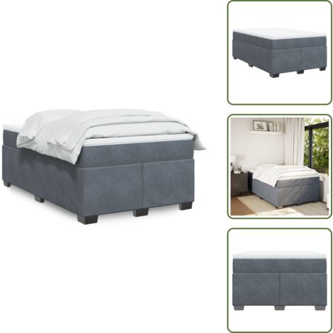 Letto con doghe - vidaXL Giroletto a Molle con Materasso Grigio Scuro 120x190 cm Velluto - Materasso morbido