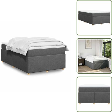 Letto con doghe - vidaXL Giroletto a Molle con Materasso Grigio Scuro 120x190cm Tessuto - Materasso morbido