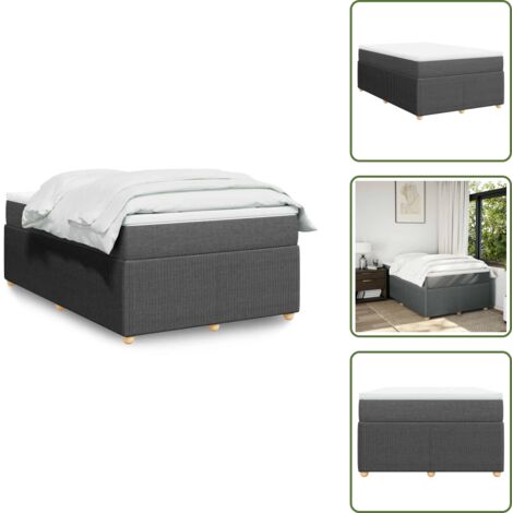 Letto con doghe - vidaXL Giroletto a Molle con Materasso Grigio Scuro 120x200 cm Tessuto - Letto con piedi in legno