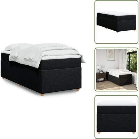 Letto con doghe - vidaXL Giroletto a Molle con Materasso Nero 100x200 cm in Tessuto - Materasso morbido