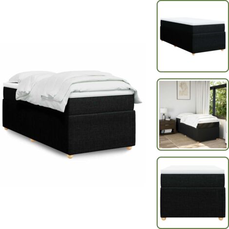 Letto con doghe - vidaXL Giroletto a Molle con Materasso Nero 100x200 cm in Tessuto - Materasso morbido