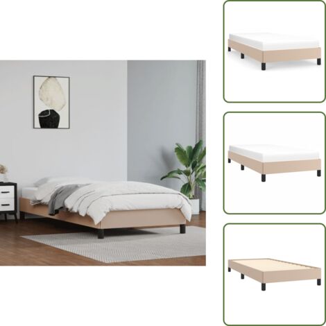 Letto con doghe - vidaXL Giroletto Cappuccino 90x190 cm in Similpelle - Letto in compensato