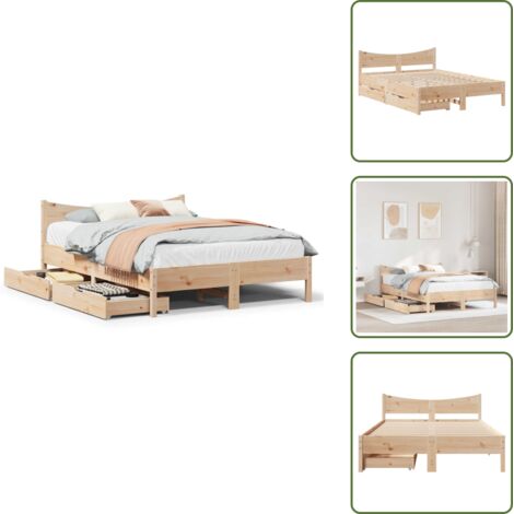 Letto con doghe - vidaXL Giroletto con Cassetti 120x190 cm in Legno Massello di Pino - Cassetto sotto letto