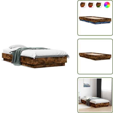 Letto con doghe - vidaXL Giroletto con LED Rovere Fumo 100x200 cm - Letto con LED