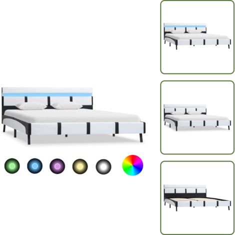 Letto con doghe - vidaXL Giroletto con LED senza Materasso Bianco 140x200 cm Similpelle - Letto con piedi stabili