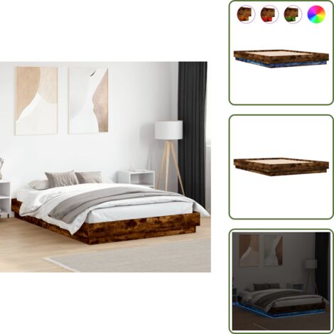 Letto con doghe - vidaXL Giroletto con Luci LED Rovere Fumo 120x200 cm - Letto con luci led rgb