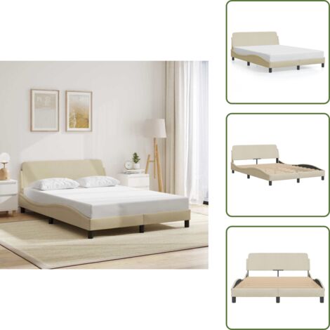 Letto con doghe - vidaXL Giroletto Dover Crema 140x190 cm in Tessuto - Letto in tessuto