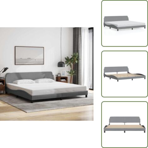 Letto con doghe - vidaXL Giroletto Dover Grigio Chiaro 200x200 cm Tessuto - Letto in compensato