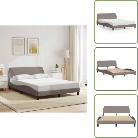 Letto con doghe - vidaXL Giroletto Dover Tortora 140x200 cm in Tessuto - Letto in tessuto