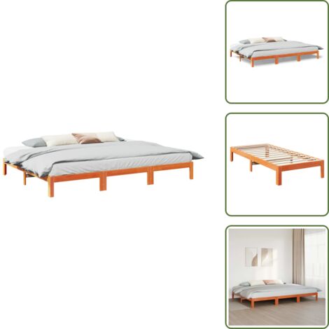 Letto con doghe - vidaXL Giroletto Familiare senza Materasso Marrone Cera 240x200 cm - Letto con piedini