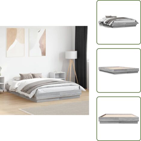 Letto con doghe - vidaXL Giroletto Grigio Sonoma 120x190 cm in Legno Multistrato - Letto in compensato