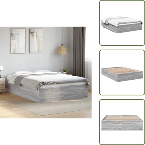 Letto con doghe - vidaXL Giroletto Grigio Sonoma 120x190 cm in Legno Multistrato - Letto moderno