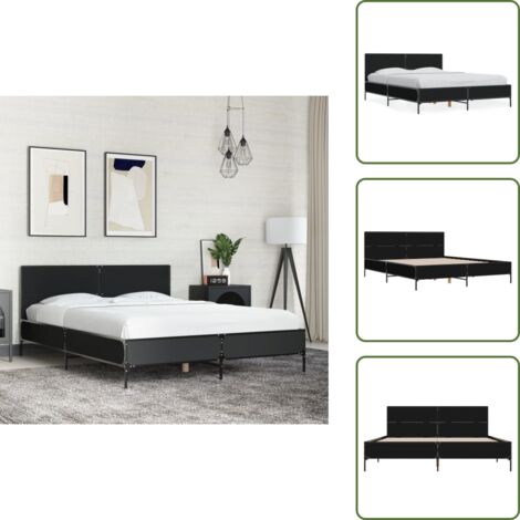 Letto con doghe - vidaXL Giroletto Nero 120x190 cm in Legno Multistrato e Metallo - Letto con supporto