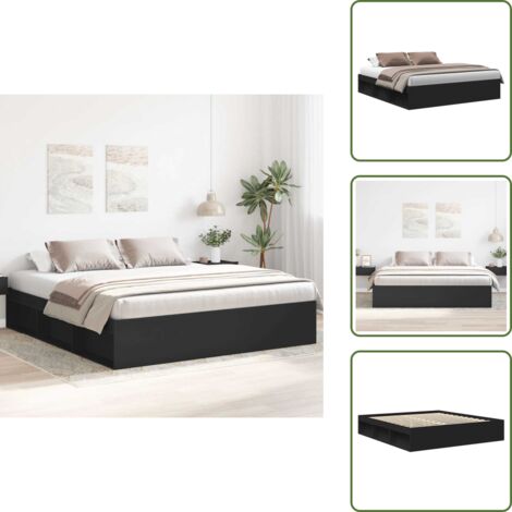 Letto con doghe - vidaXL Giroletto Nero 200x200 cm - Letto in legno