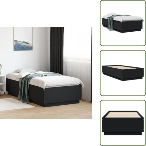 Letto con doghe - vidaXL Giroletto Nero 75x190 cm in Legno Multistrato - Letto moderno