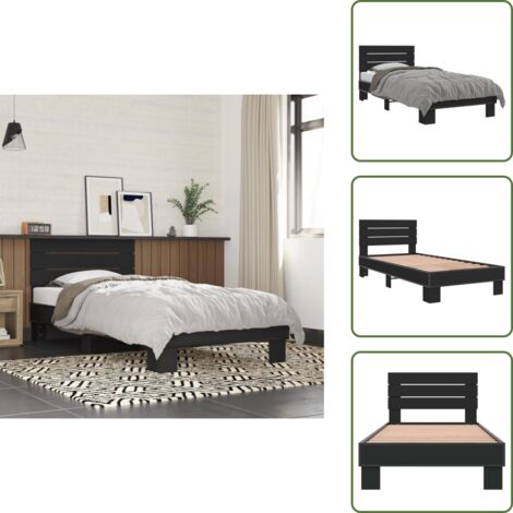 Letto con doghe - vidaXL Giroletto Nero 90x200 cm in Legno Multistrato e Metallo - Letto in compensato