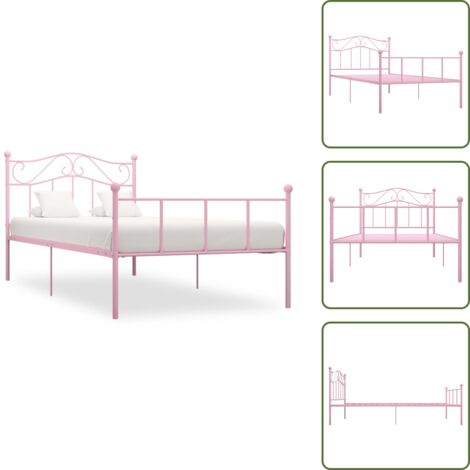 Letto con doghe - vidaXL Giroletto Rosa in Metallo 90x200 cm - Letto per camera da letto