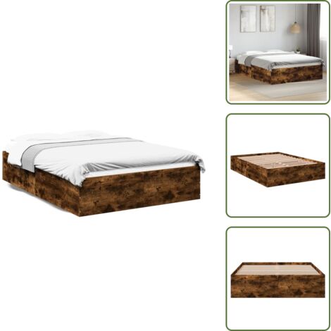 Letto con doghe - vidaXL Giroletto Rovere Fumo 120x190 cm in Legno Multistrato - Letto moderno
