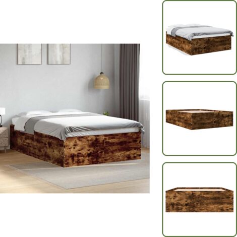 Letto con doghe - vidaXL Giroletto Rovere Fumo 120x200 cm in Legno Multistrato - Design moderno