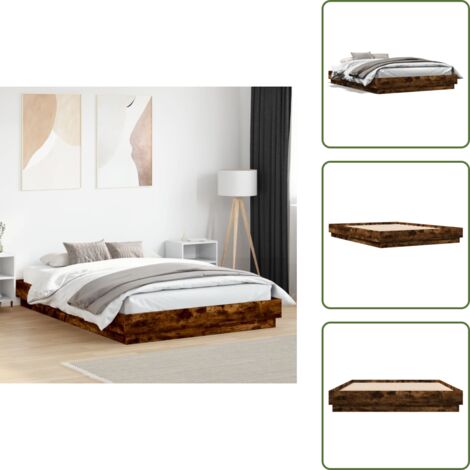 Letto con doghe - vidaXL Giroletto Rovere Fumo 120x200 cm in Legno Multistrato - Letto con telaio