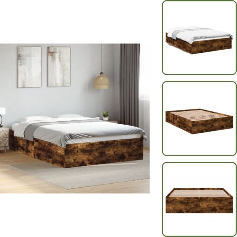 Letto con doghe - vidaXL Giroletto Rovere Fumo 120x200 cm in Legno Multistrato - Letto moderno