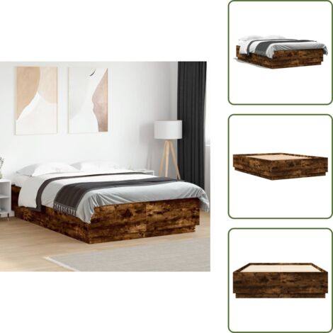 Letto con doghe - vidaXL Giroletto Rovere Fumo 120x200 cm in Legno Multistrato - Letto moderno