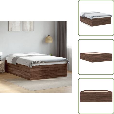 Letto con doghe - vidaXL Giroletto Rovere Marrone 120x190 cm in Legno Multistrato - Letto moderno
